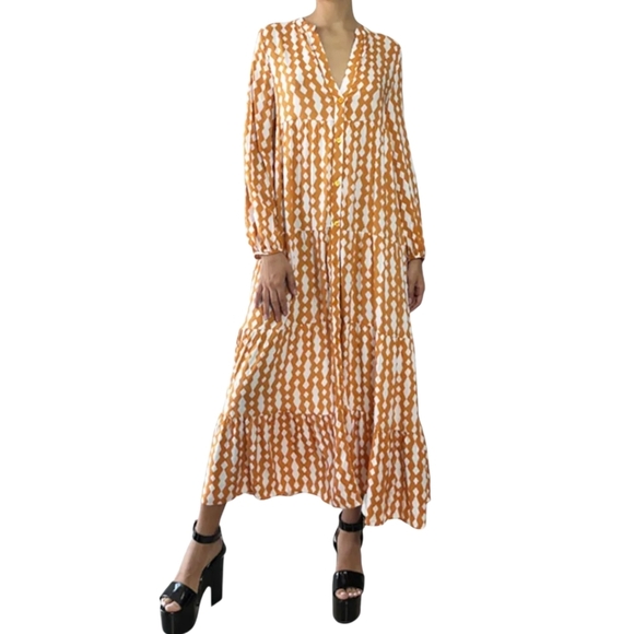 Zara Graphic Midi Length Dress Size Small - Picture 1 of 6